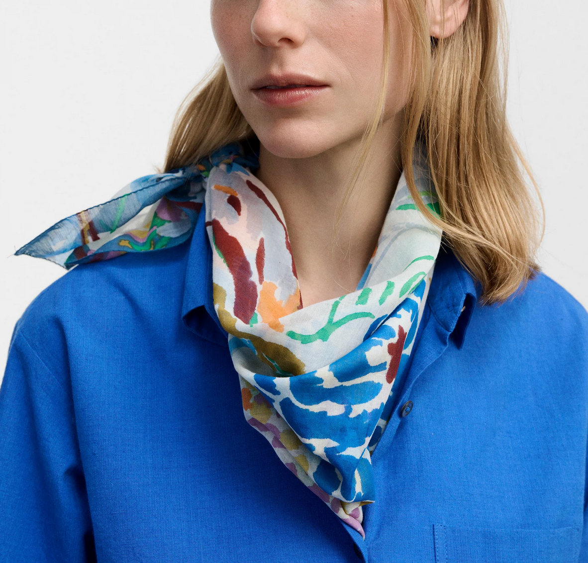 Square Bandana in Blue Floral-Scarves and Wraps-Épice-Blue Floral-OS-Mercantile Portland