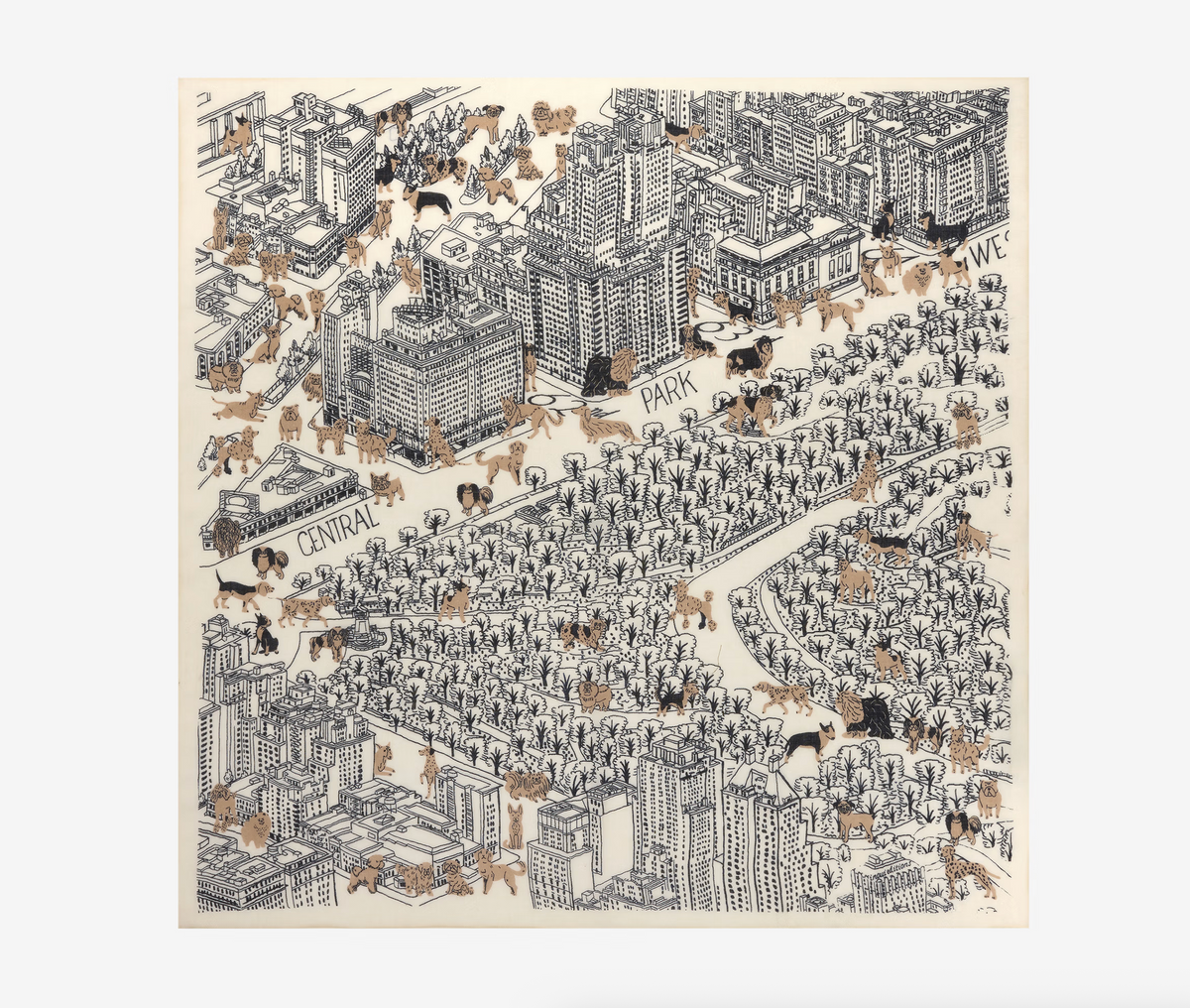 Square Central Park Motif Scarf-Scarves and Wraps-Inoui Editions-White-OS-Mercantile Portland