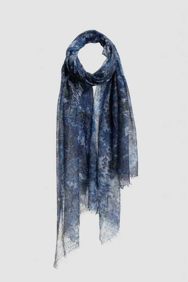 St Tropez Semi-Felted Print Shawl in Flower Blue-Scarves and Wraps-Mirror in the Sky-Flower Blue-OS-Mercantile Portland