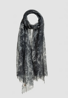 St Tropez Semi-Felted Print Shawl in Flower Grey-Scarves and Wraps-Mirror in the Sky-Flower Grey-OS-Mercantile Portland
