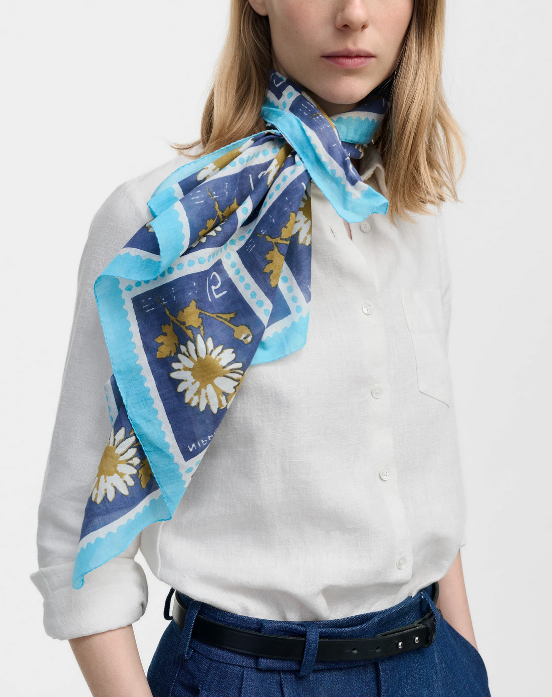 Stamps Square Bandana Scarf-Scarves and Wraps-Épice-Lavendar Stamp Print-OS-Mercantile Portland