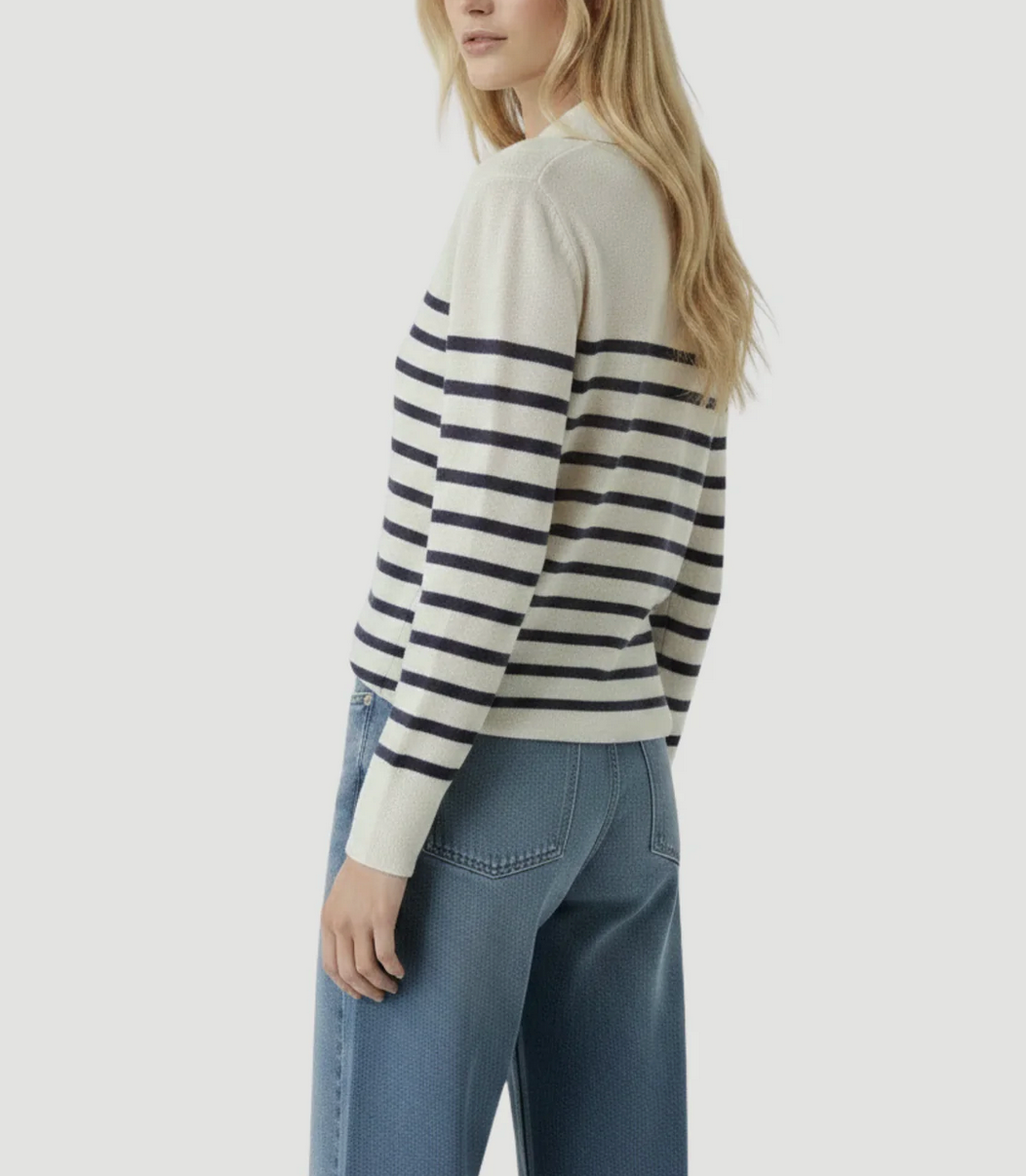 Strech Linen Stripe Polo-Tops-Majestic Filatures-Blue Moon Stripe-1-Mercantile Portland