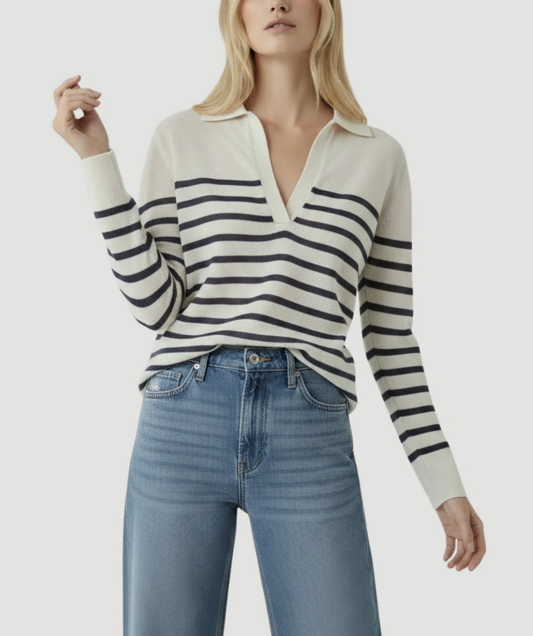 Strech Linen Stripe Polo-Tops-Majestic Filatures-Blue Moon Stripe-1-Mercantile Portland
