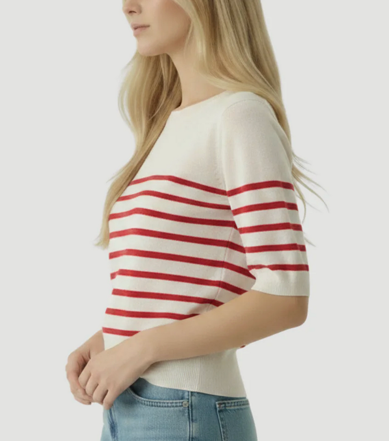 Stretch Linen Stripe Boatneck Top-Tops-Majestic Filatures-Amore Stripe-1-Mercantile Portland
