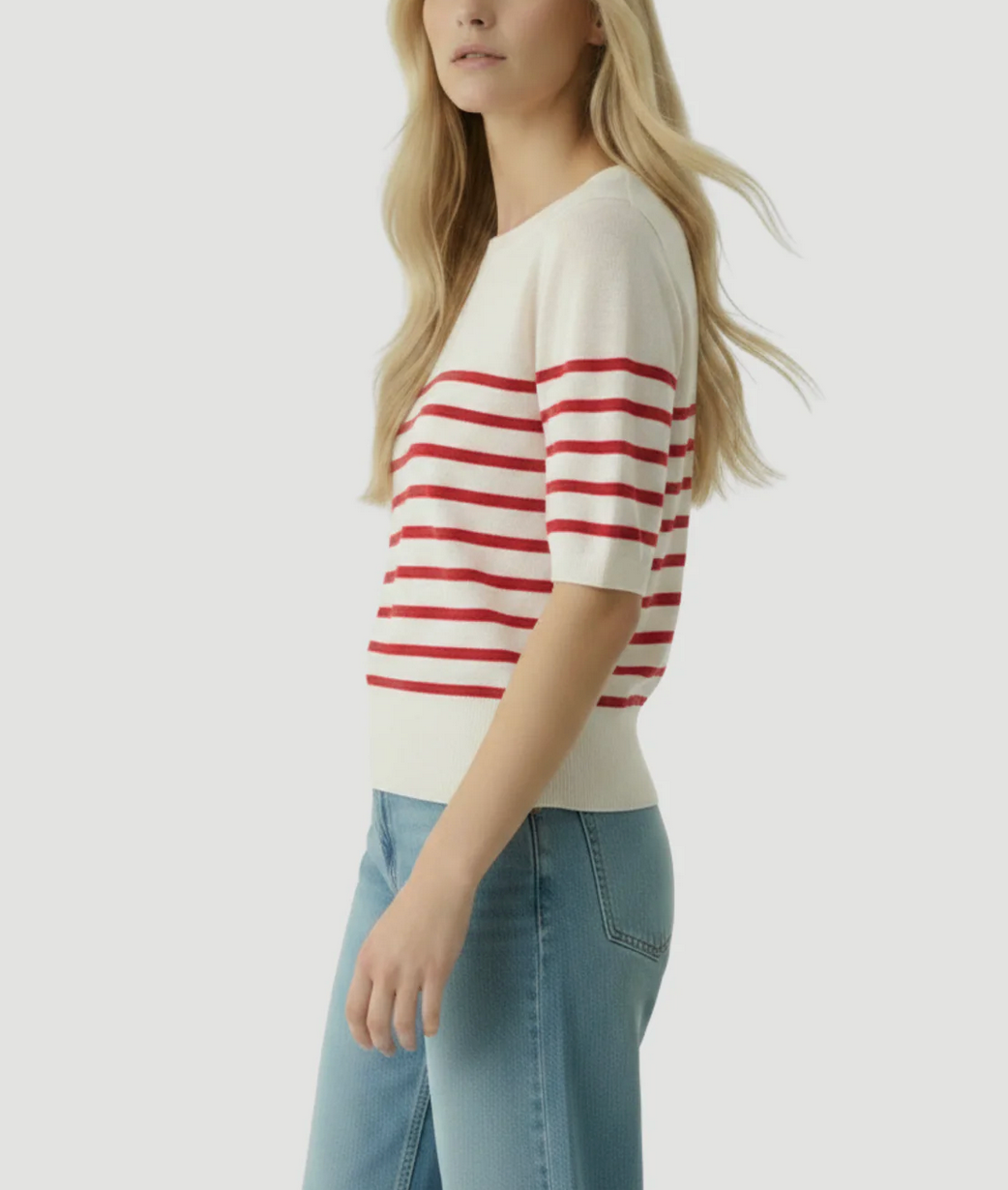 Stretch Linen Stripe Boatneck Top-Tops-Majestic Filatures-Amore Stripe-1-Mercantile Portland