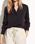 Stretch-Silk Shirt-Shirts-Vince-Black-XS-Mercantile Portland