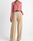 Stretch-Silk Slim-Fit Blouse-Shirts-Vince-Berry Rust-XXS-Mercantile Portland