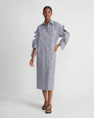 Stripe Cotton Poplin Button Sleeve Oversized Shirtdress-Dresses-Lafayette 148-Midnight Blue Multi-XS-Mercantile Portland