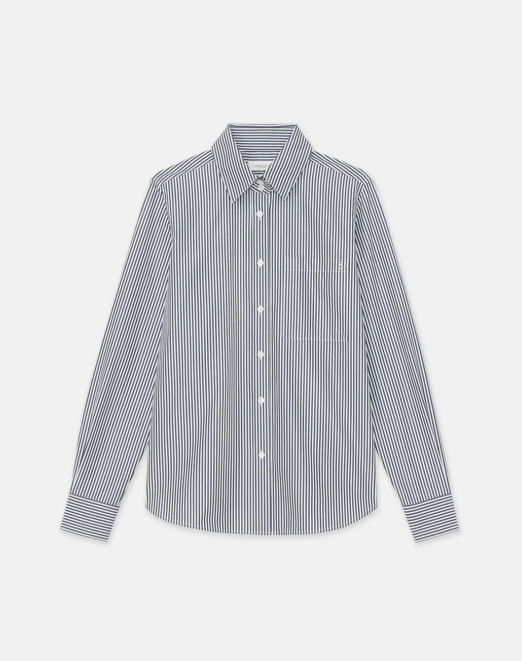 Stripe High Collar Poplin Shirt-Clothing-Lafayette 148-Black Multi-XS-Mercantile Portland