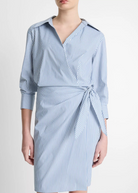 Stripe Wrap Dress-Clothing-Vince-Blue/Off White-XXS-Mercantile Portland