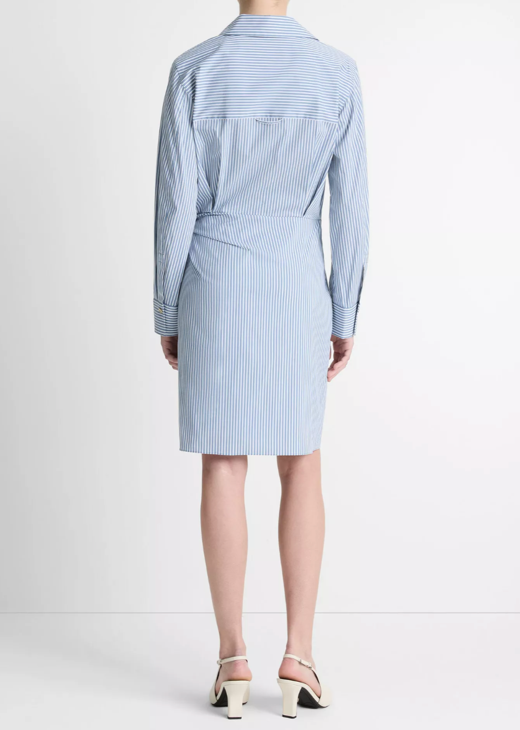 Stripe Wrap Dress-Clothing-Vince-Blue/Off White-XXS-Mercantile Portland