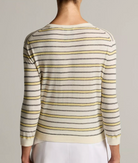 Striped 3/4 Sleeve Cardigan in Dandelion Combo-Sweaters-Vince-Dandelion Combo-XS-Mercantile Portland