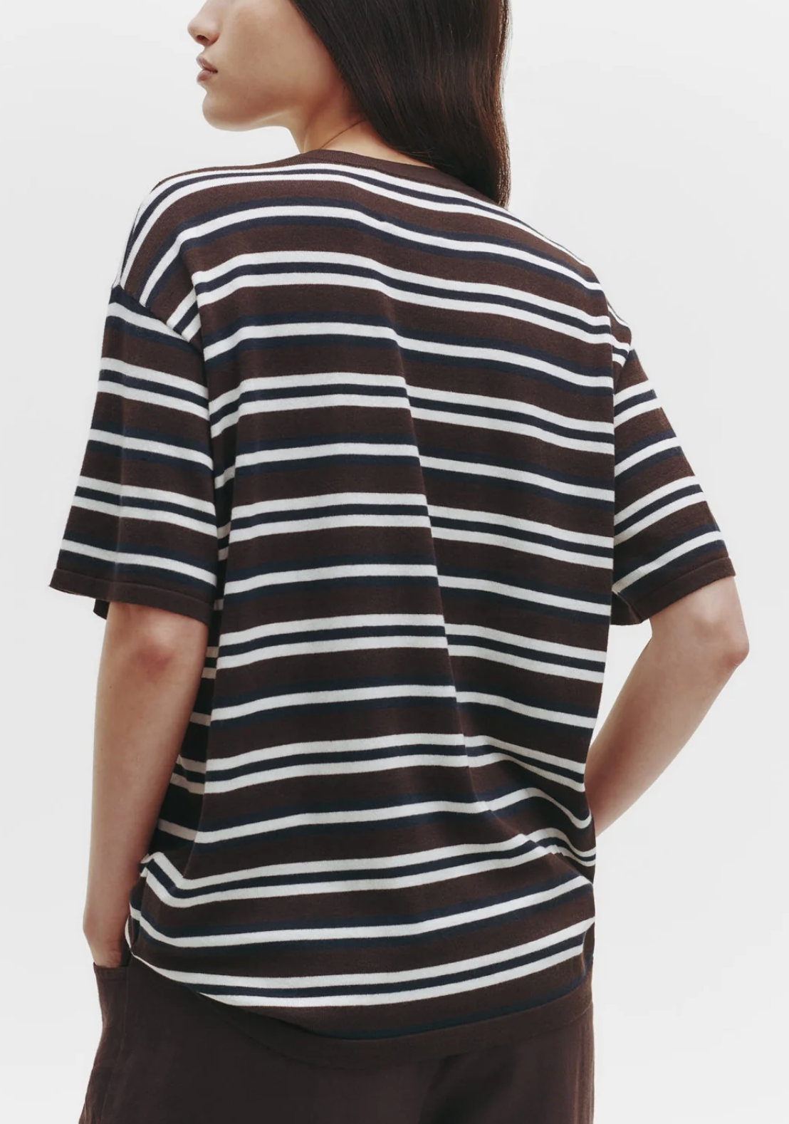 Striped Big Boy Tee-Clothing-TWP-Midnight/ivory/dark chocolate-XS-Mercantile Portland