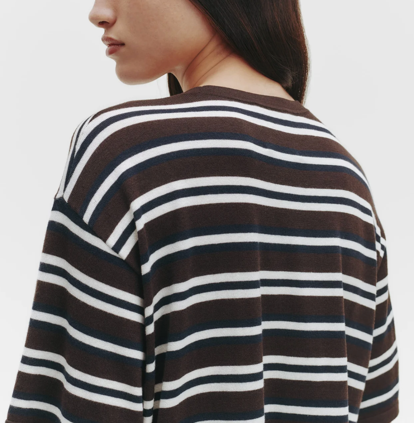 Striped Big Boy Tee-Clothing-TWP-Midnight/ivory/dark chocolate-XS-Mercantile Portland