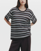Striped Big Boy Tee-Clothing-TWP-Midnight/ivory/dark chocolate-XS-Mercantile Portland