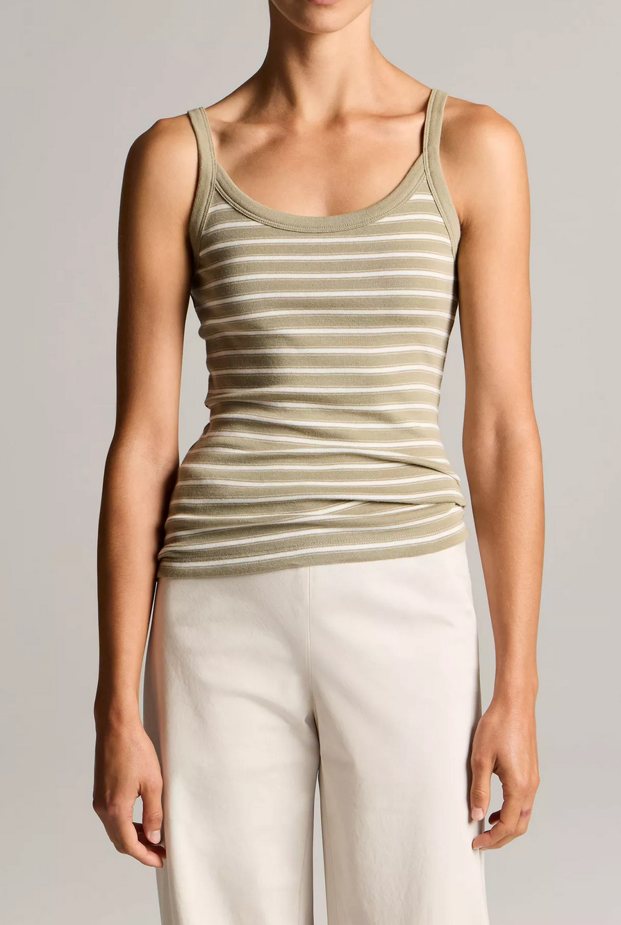 Striped Camisole in Salted Moss Combo-Tops-Vince-Salted Moss Combo-XS-Mercantile Portland