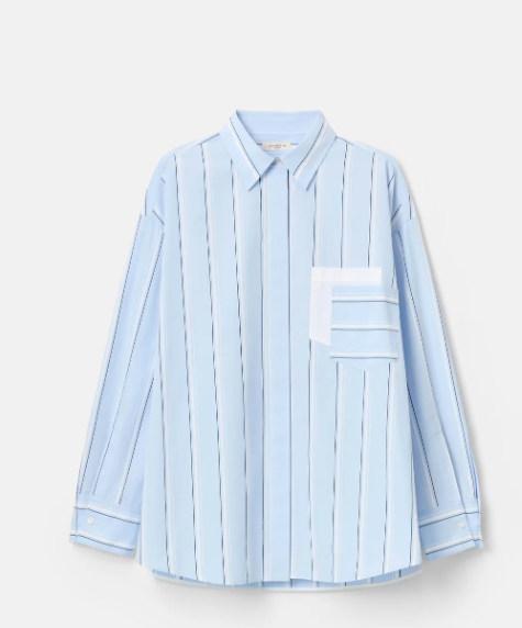 Striped Cotton Oversized Amagansett Shirt-Shirts-Lafayette 148-Oxford Blue Multi-XS/S-Mercantile Portland