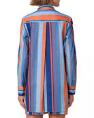 Striped Cotton Shirt-Shirts-Akris Punto-Orange/Denim/Blue-2-Mercantile Portland