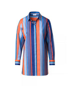 Striped Cotton Shirt-Shirts-Akris Punto-Orange/Denim/Blue-2-Mercantile Portland
