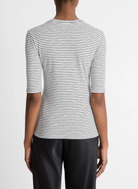 Striped Elbow-Sleeve T-Shirt-Clothing-Vince-Off White Combo-XXS-Mercantile Portland