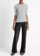 Striped Elbow-Sleeve T-Shirt-Clothing-Vince-Off White Combo-XXS-Mercantile Portland