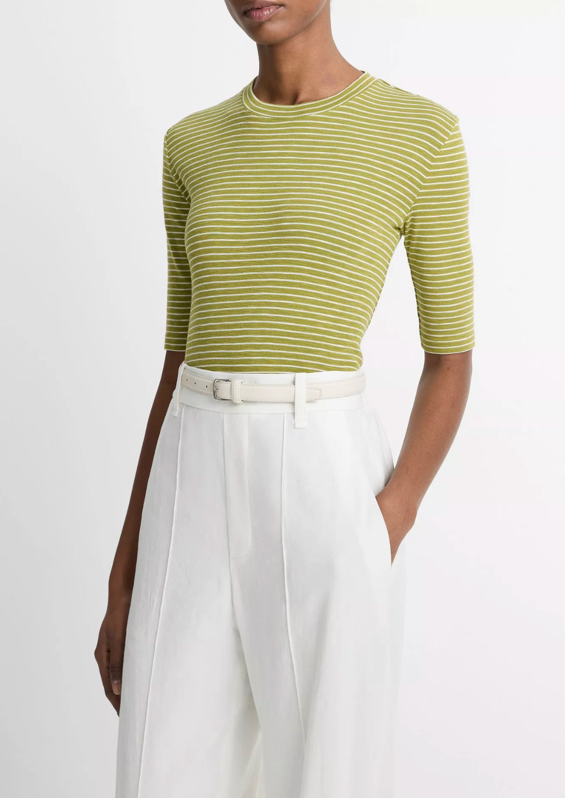 Striped Elbow-Sleeve T-Shirt-Clothing-Vince-Herbaria Combo-XXS-Mercantile Portland