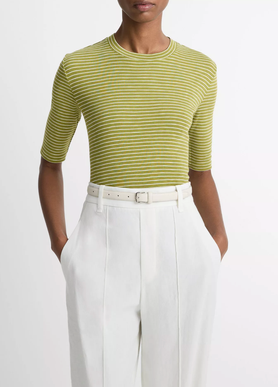 Striped Elbow-Sleeve T-Shirt-Clothing-Vince-Herbaria Combo-XXS-Mercantile Portland