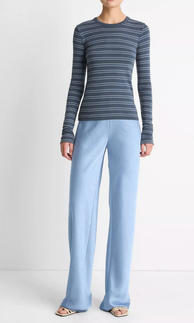 Striped Long-Sleeve T-Shirt-T-Shirts-Vince-Azura-XS-Mercantile Portland