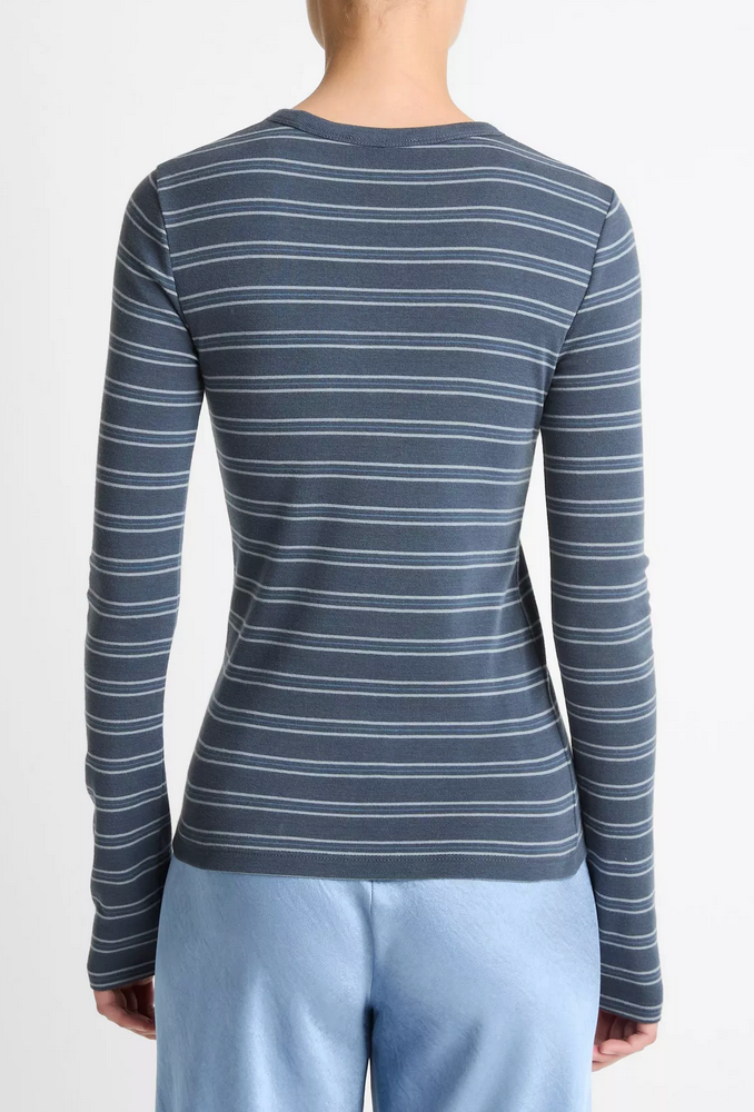 Striped Long-Sleeve T-Shirt-T-Shirts-Vince-Azura-XS-Mercantile Portland