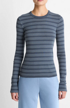 Striped Long-Sleeve T-Shirt-T-Shirts-Vince-Azura-XS-Mercantile Portland
