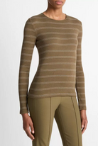 Striped Ribbed Long Sleeve T-Shirt-T-Shirts-Vince-Cypress Combo-XXS-Mercantile Portland