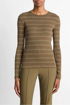 Striped Ribbed Long Sleeve T-Shirt-T-Shirts-Vince-Cypress Combo-XXS-Mercantile Portland