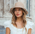 Striped Scallop Crochet Bucket Hat-Hats-Freya-Natural-S/M-Mercantile Portland