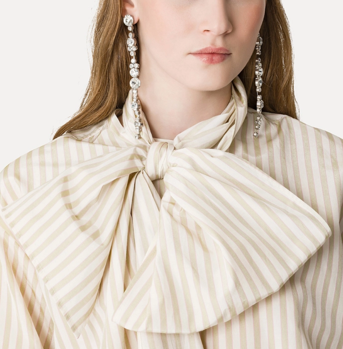 Striped Shirt with Bow Detail-Shirts-Forte Forte-Lichene-0-Mercantile Portland