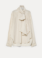 Striped Shirt with Bow Detail-Shirts-Forte Forte-Lichene-0-Mercantile Portland