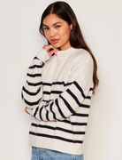 Stripes Mock Neck Cozy Sweater in Oyster-Clothing-SUNDRY-Oyster-XS-Mercantile Portland