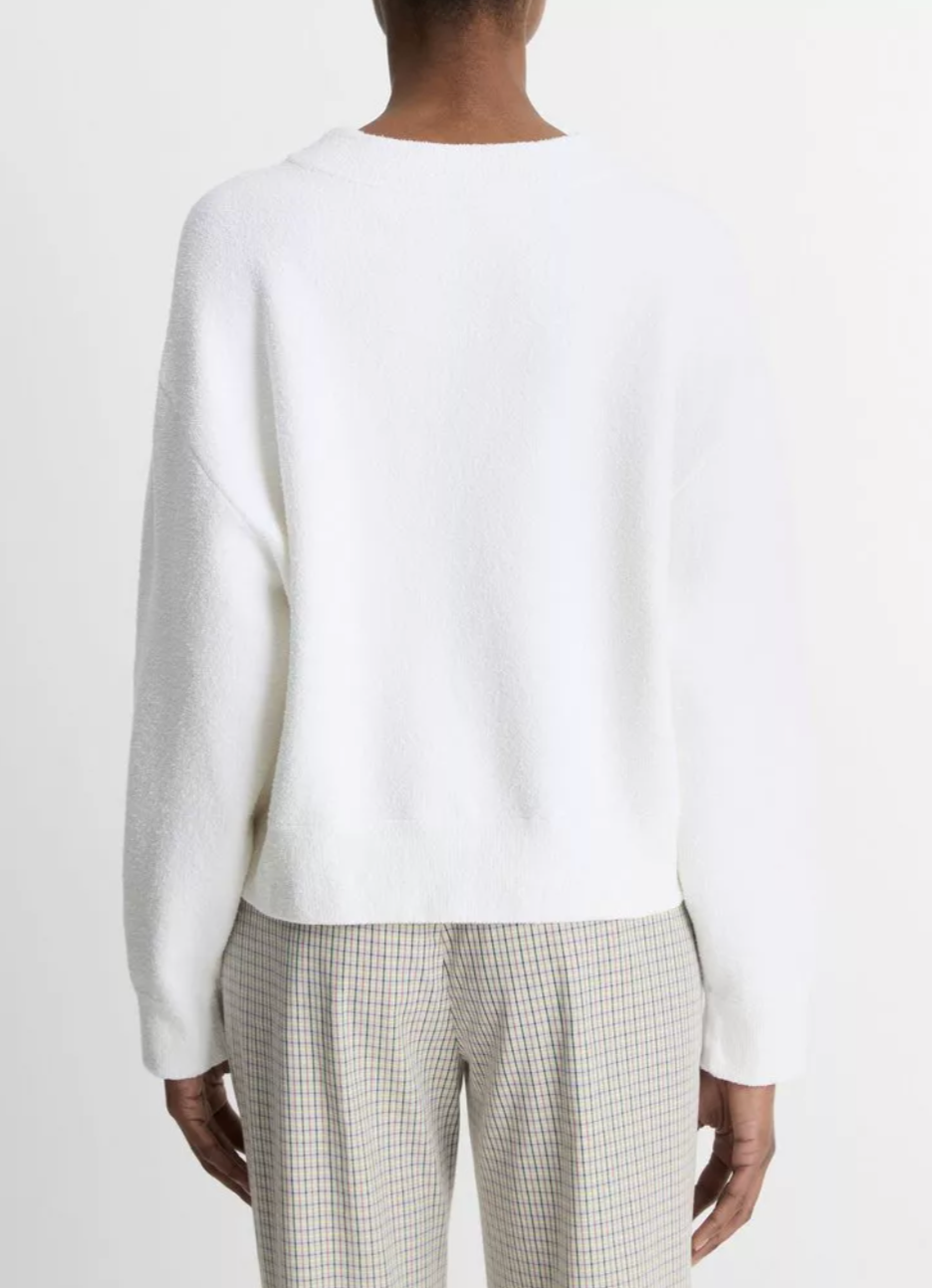 Structured Cotton-Blend Bouclé Sweater-Clothing-Vince-Optic White-XXS-Mercantile Portland