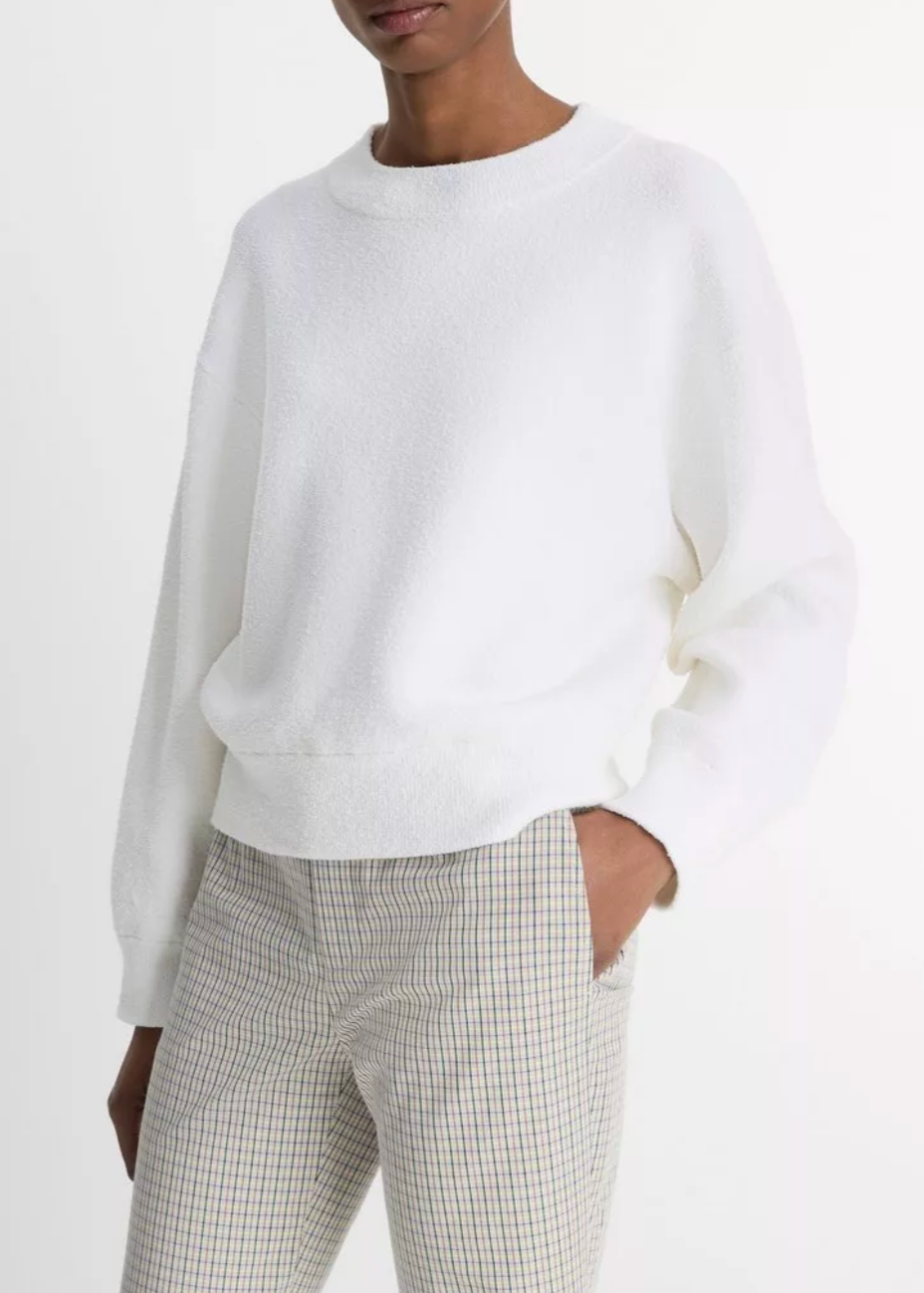 Structured Cotton-Blend Bouclé Sweater-Clothing-Vince-Optic White-XXS-Mercantile Portland