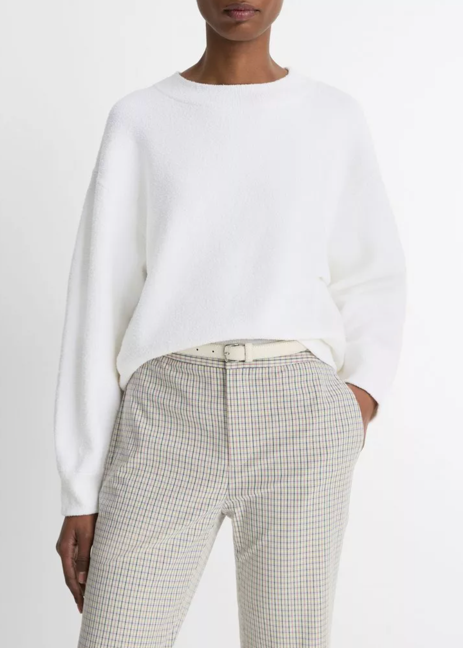 Structured Cotton-Blend Bouclé Sweater-Clothing-Vince-Optic White-XXS-Mercantile Portland