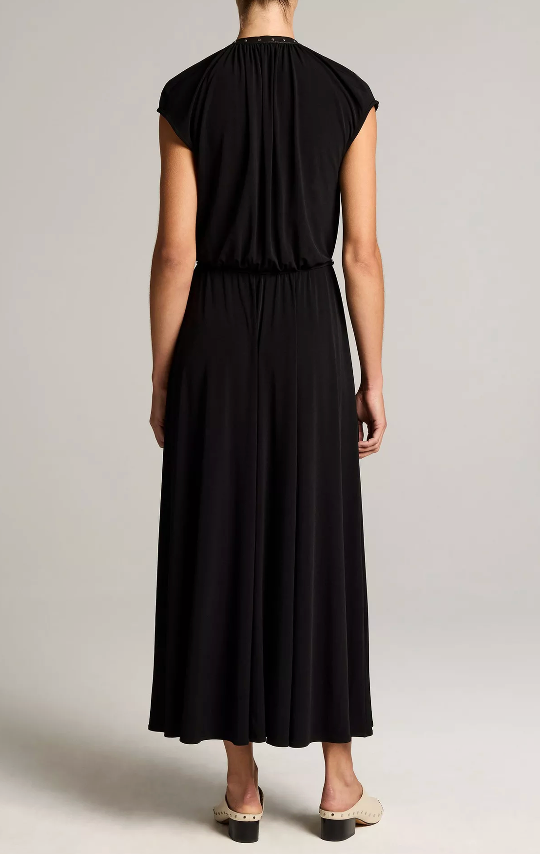 Studded Matte Jersey Dress-Dresses-Vince-Black-XS-Mercantile Portland