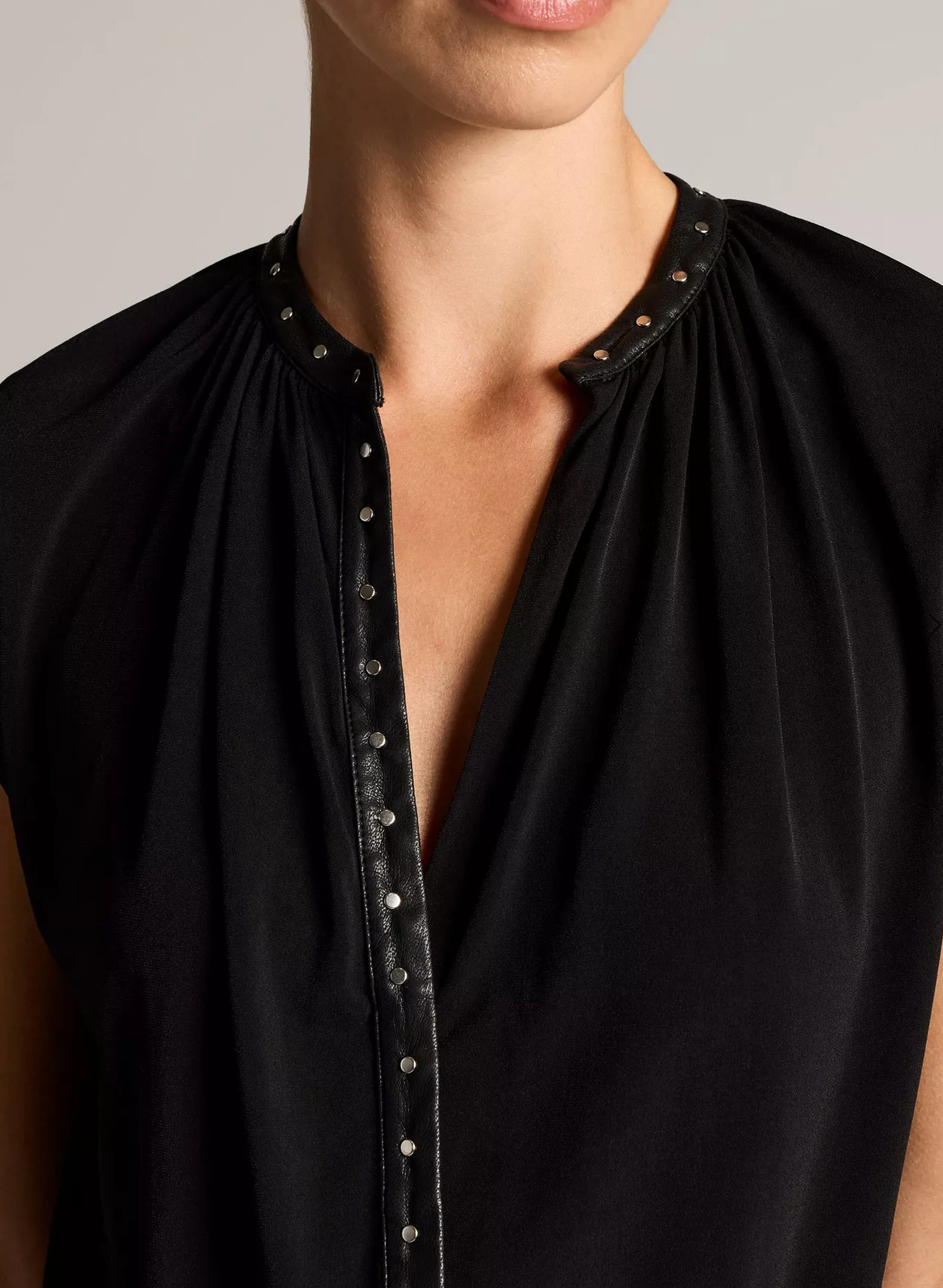 Studded Matte Jersey Dress-Dresses-Vince-Black-XS-Mercantile Portland
