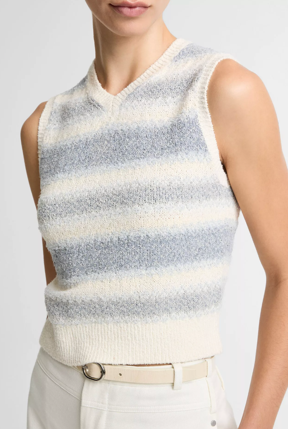 Summer Fair Isle Silk-Blend Sweater Vest-Clothing-Vince-Pale Tide Combo-XXS-Mercantile Portland