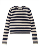 Super Stripe Cashmere Crew-Sweaters-Jumper 1234-Navy/Oatmeal • Jumper 1234-1-Mercantile Portland