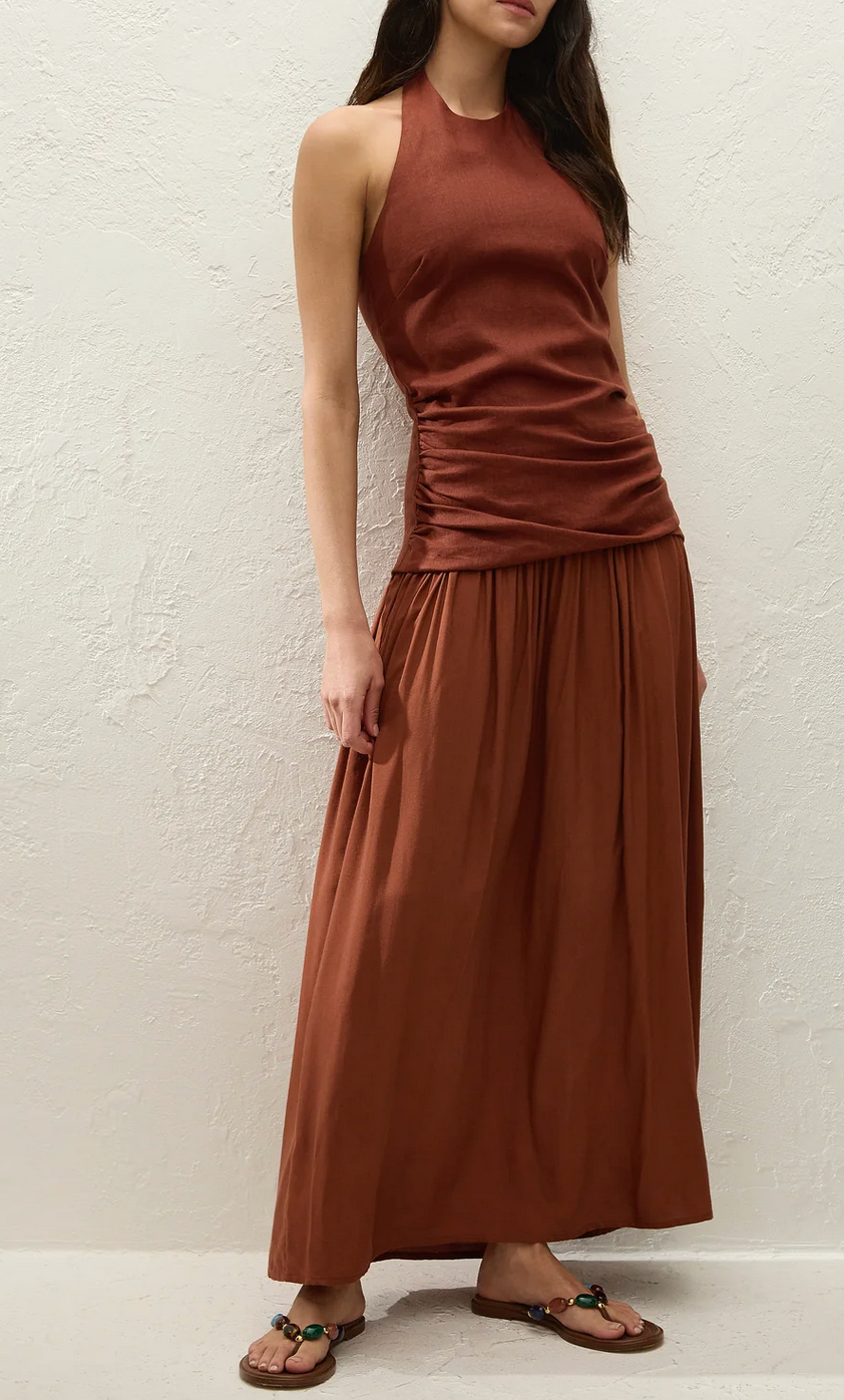 Tali Maxi Dress in Terracotta-Dresses-FAITHFULL-Terracotta-6-Mercantile Portland