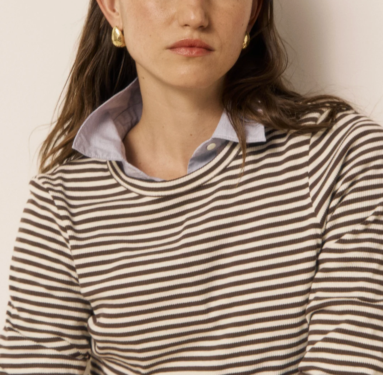 Taurua Ribbed Cotton Tee in Chocolate-T-Shirts-HARTFORD-Chocolate-1-Mercantile Portland