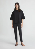 Techno Stretch Twill Colorless Shirt Jacket-Clothing-Lafayette 148-Black-XS-Mercantile Portland