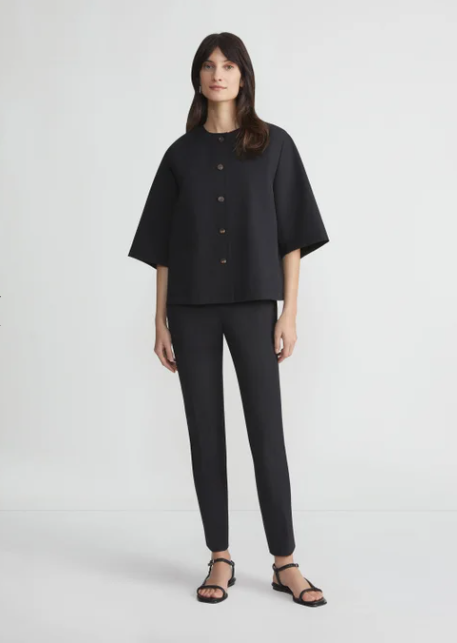 Techno Stretch Twill Colorless Shirt Jacket-Clothing-Lafayette 148-Black-XS-Mercantile Portland