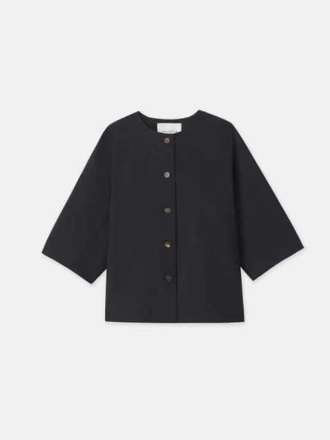 Techno Stretch Twill Colorless Shirt Jacket-Clothing-Lafayette 148-Black-XS-Mercantile Portland