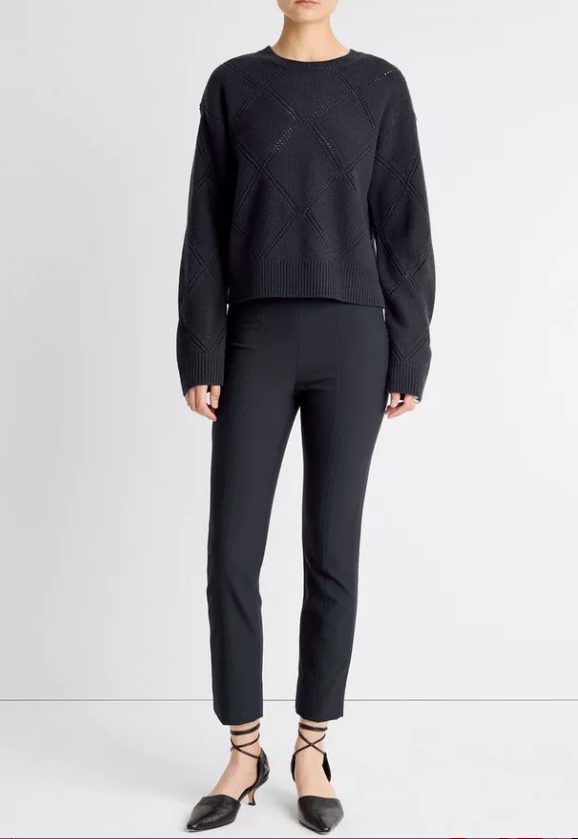 Textured Argyle Wool Sweater-Sweaters-Vince-Coastal Blue-XXS-Mercantile Portland