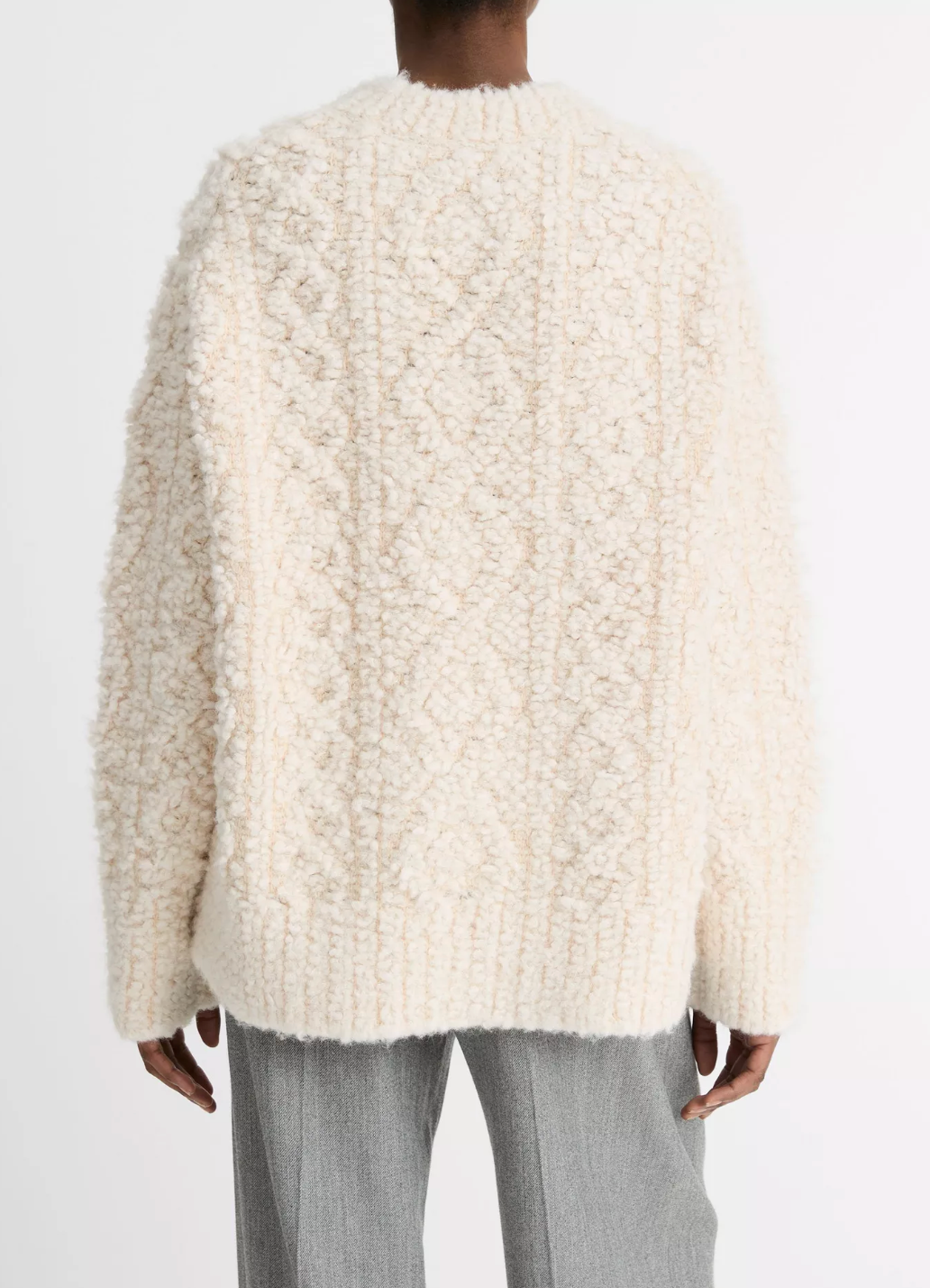 Textured Loop Stitch Cable Crewneck Sweater-Clothing-Vince-Off White-XXS-Mercantile Portland